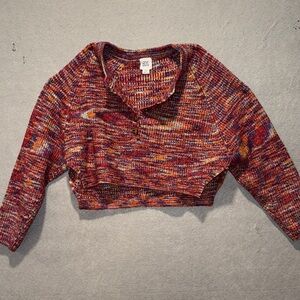 BDG Multicolor Knit Harlow Henley cropped sweater small